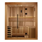 Golden Designs 2025 Updated "Copenhagen Edition" 3 Person Traditional Sauna - Canadian Red Cedar Interior and Pacific Premium Clear Cedar Exterior GDI-7389-02