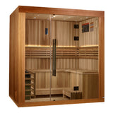 Golden Designs 2025 Updated "Copenhagen Edition" 3 Person Traditional Sauna - Canadian Red Cedar Interior and Pacific Premium Clear Cedar Exterior GDI-7389-02