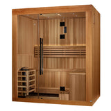 Golden Designs 2025 Updated "Copenhagen Edition" 3 Person Traditional Sauna - Canadian Red Cedar Interior and Pacific Premium Clear Cedar Exterior GDI-7389-02