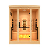 Golden Designs 3-Person Full Spectrum PureTech™ Near Zero EMF FAR Infrared Sauna with Himalayan Salt Bar (Canadian Hemlock) GDI-8030-03