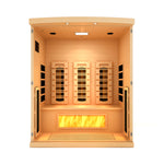 Golden Designs 3-Person Full Spectrum PureTech™ Near Zero EMF FAR Infrared Sauna with Himalayan Salt Bar (Canadian Hemlock) GDI-8030-03