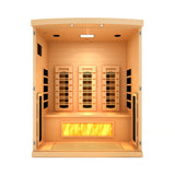 Golden Designs 3-Person Full Spectrum PureTech™ Near Zero EMF FAR Infrared Sauna with Himalayan Salt Bar (Canadian Hemlock) GDI-8030-03