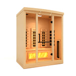 Golden Designs 3-Person Full Spectrum PureTech™ Near Zero EMF FAR Infrared Sauna with Himalayan Salt Bar (Canadian Hemlock) GDI-8030-03