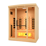 Golden Designs 3-Person Full Spectrum PureTech™ Near Zero EMF FAR Infrared Sauna with Himalayan Salt Bar (Canadian Hemlock) GDI-8030-03