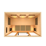 Golden Designs 3-Person Full Spectrum PureTech™ Near Zero EMF FAR Infrared Sauna with Himalayan Salt Bar (Canadian Hemlock) GDI-8030-03