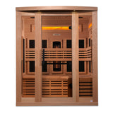 Golden Designs 3-Person Full Spectrum PureTech™ Near Zero EMF FAR Infrared Sauna with Himalayan Salt Bar (Canadian Hemlock) GDI-8230-01